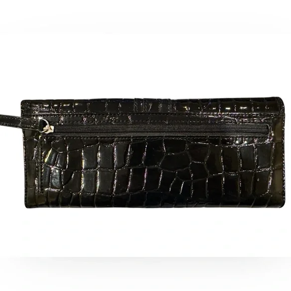 Chic Black Croc-Embossed Wallet / Clutch - Picture 2 of 3